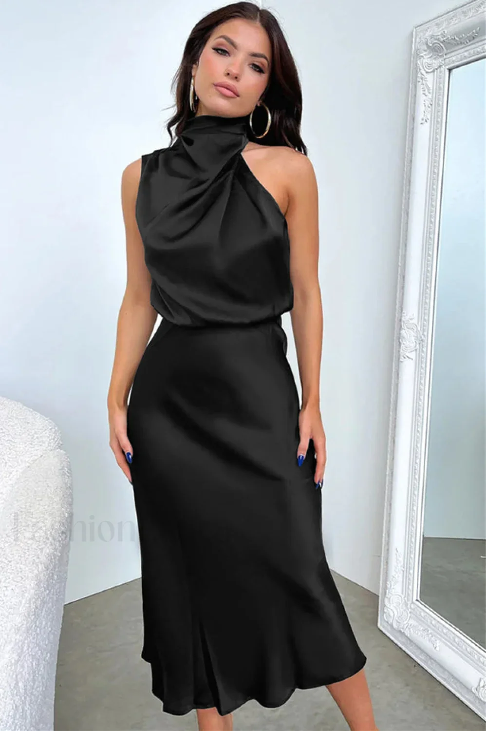 Halter Sleeveless Stylish Satin Bridesmaid Dress - Image 13