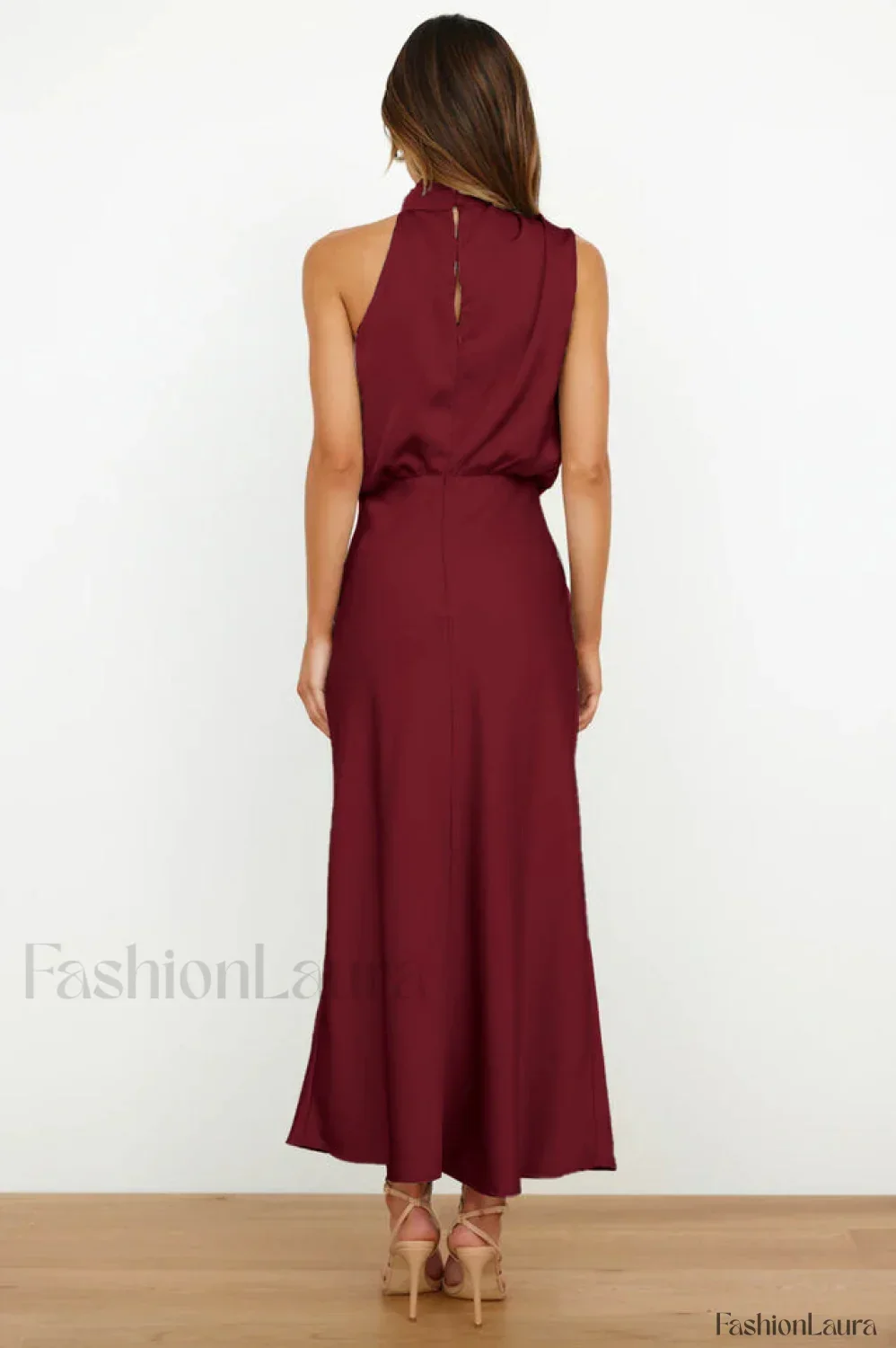 Halter Sleeveless Stylish Satin Bridesmaid Dress - Image 60