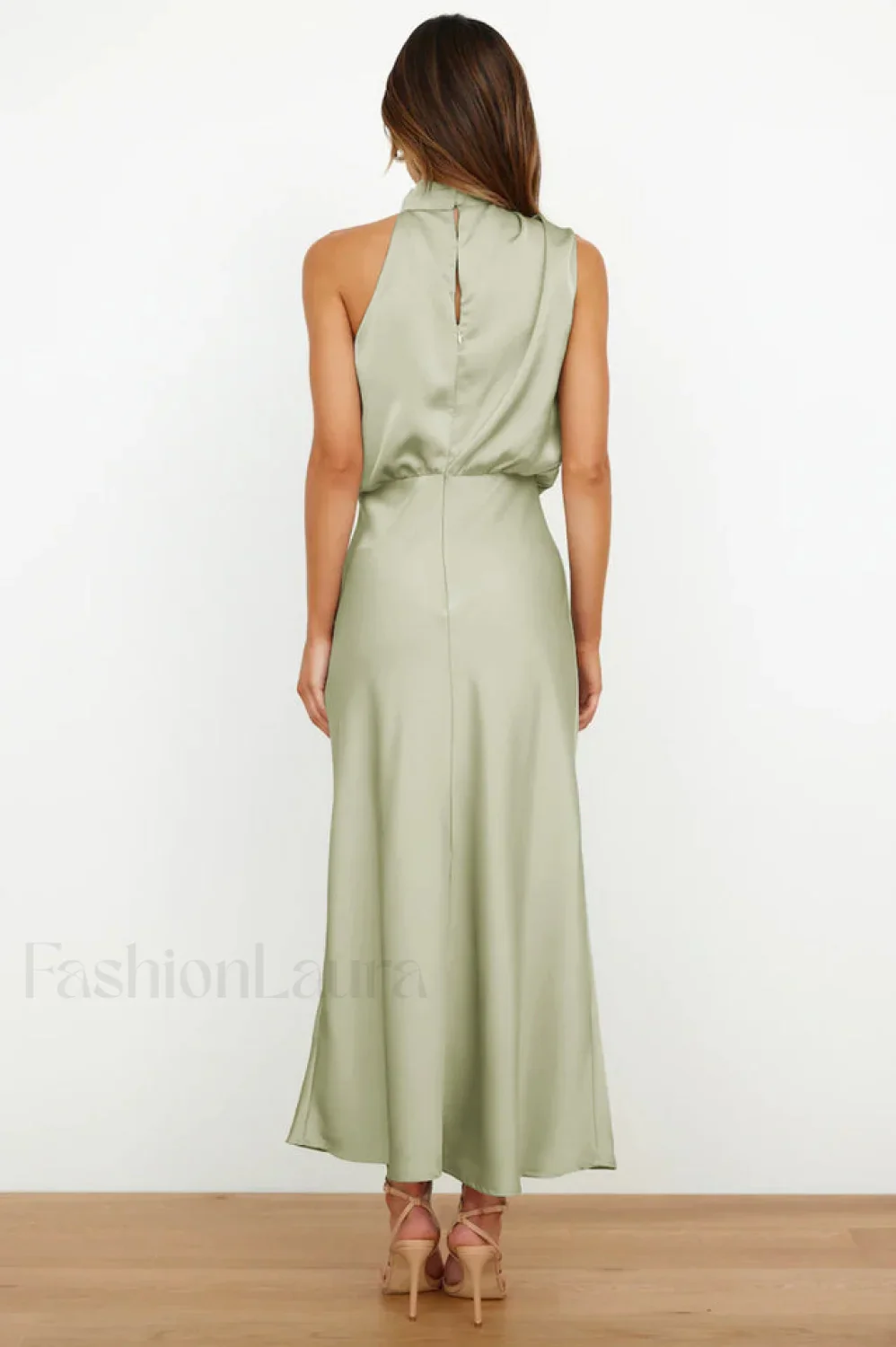 Halter Sleeveless Stylish Satin Bridesmaid Dress - Image 69