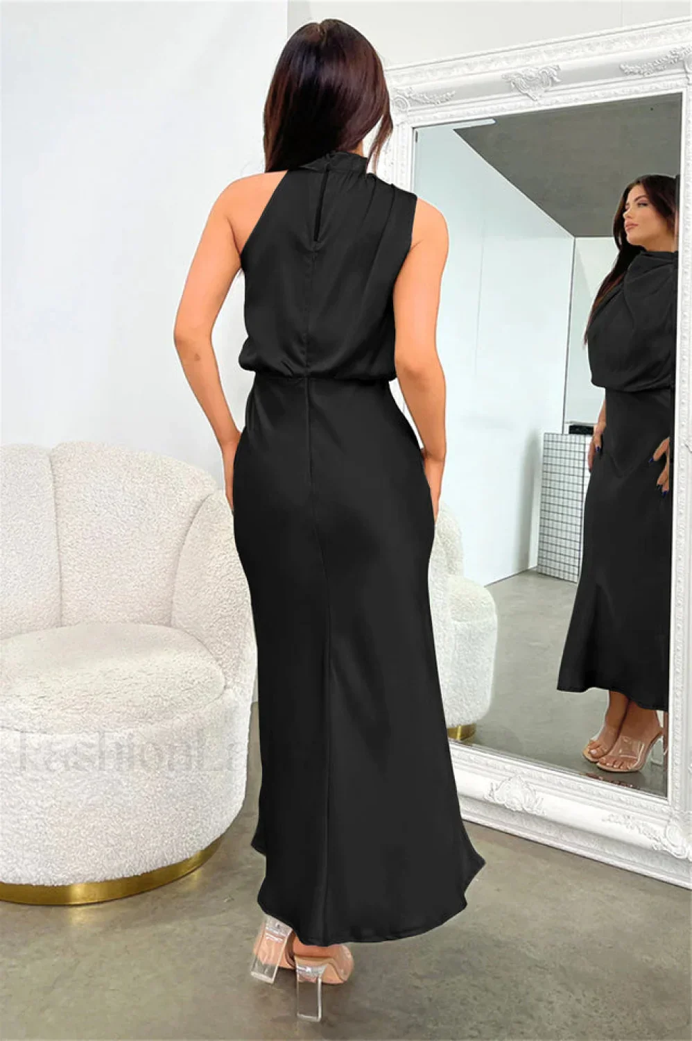 Halter Sleeveless Stylish Satin Bridesmaid Dress - Image 81