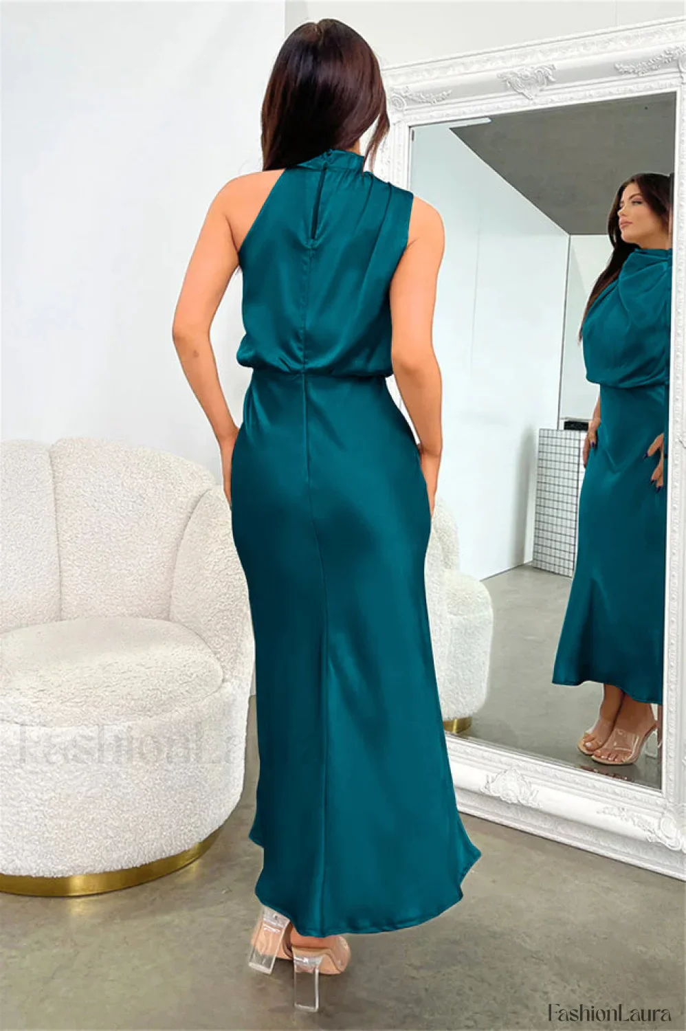 Halter Sleeveless Stylish Satin Bridesmaid Dress - Image 90