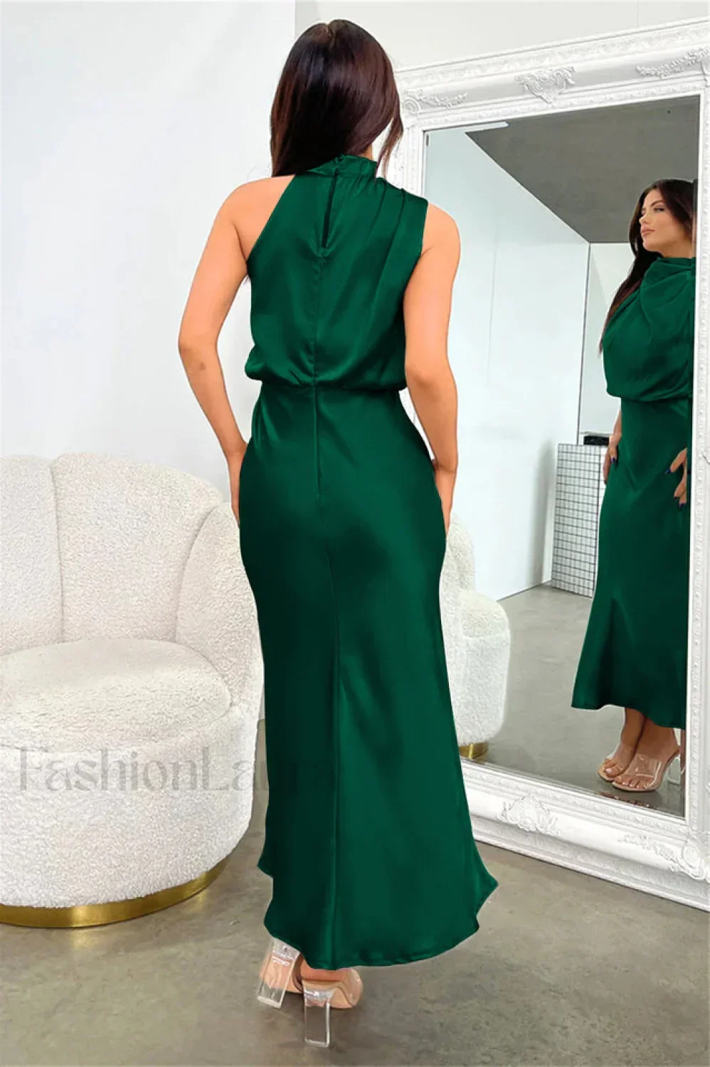 Halter Sleeveless Stylish Satin Bridesmaid Dress - Image 23