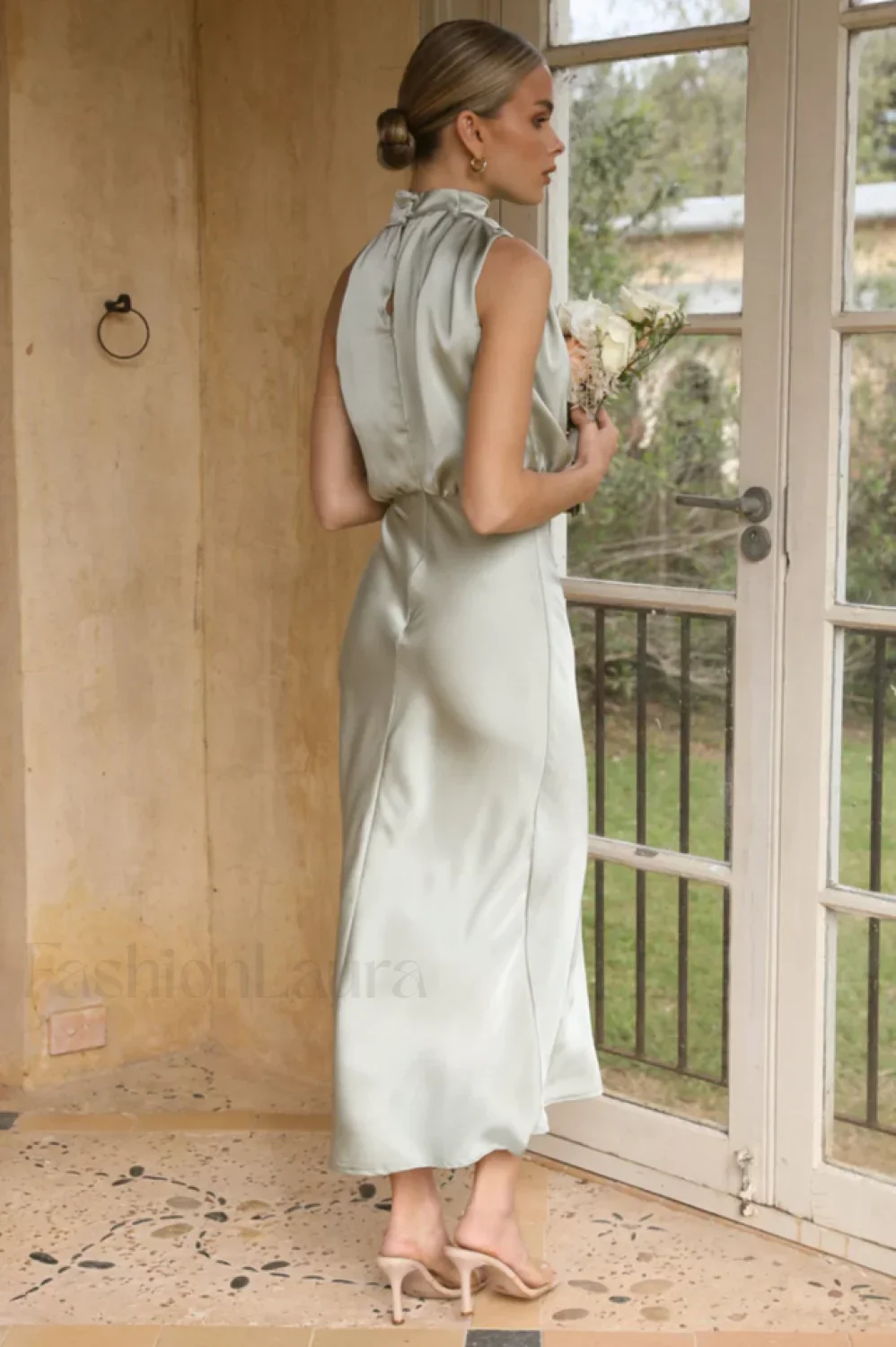 Halter Sleeveless Stylish Satin Bridesmaid Dress - Image 76