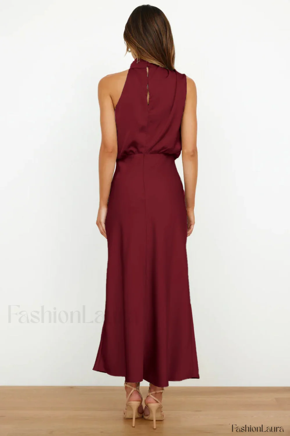 Halter Sleeveless Stylish Satin Bridesmaid Dress - Image 81