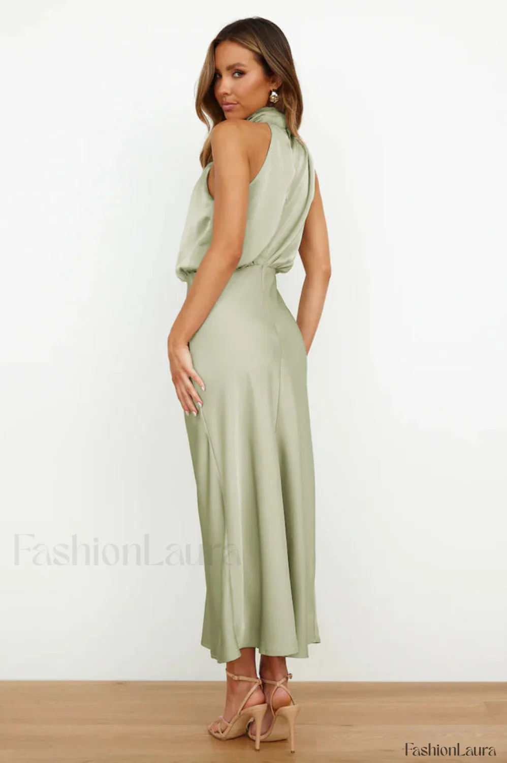 Halter Sleeveless Stylish Satin Bridesmaid Dress - Image 95