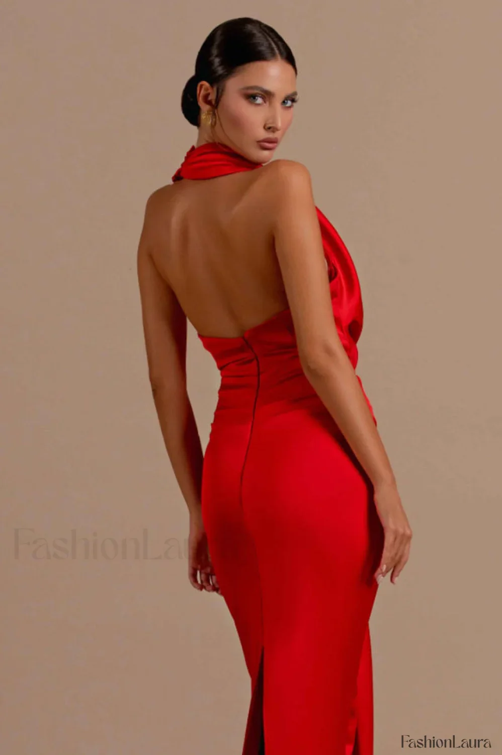 Halter Draped Stylish Mermaid Maxi Dress - Image 11