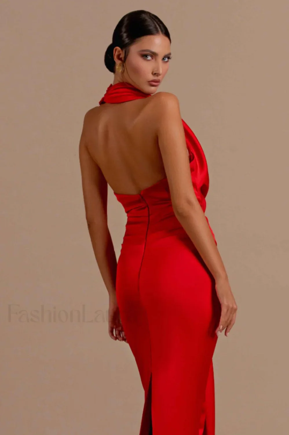 Halter Draped Stylish Mermaid Maxi Dress - Image 6