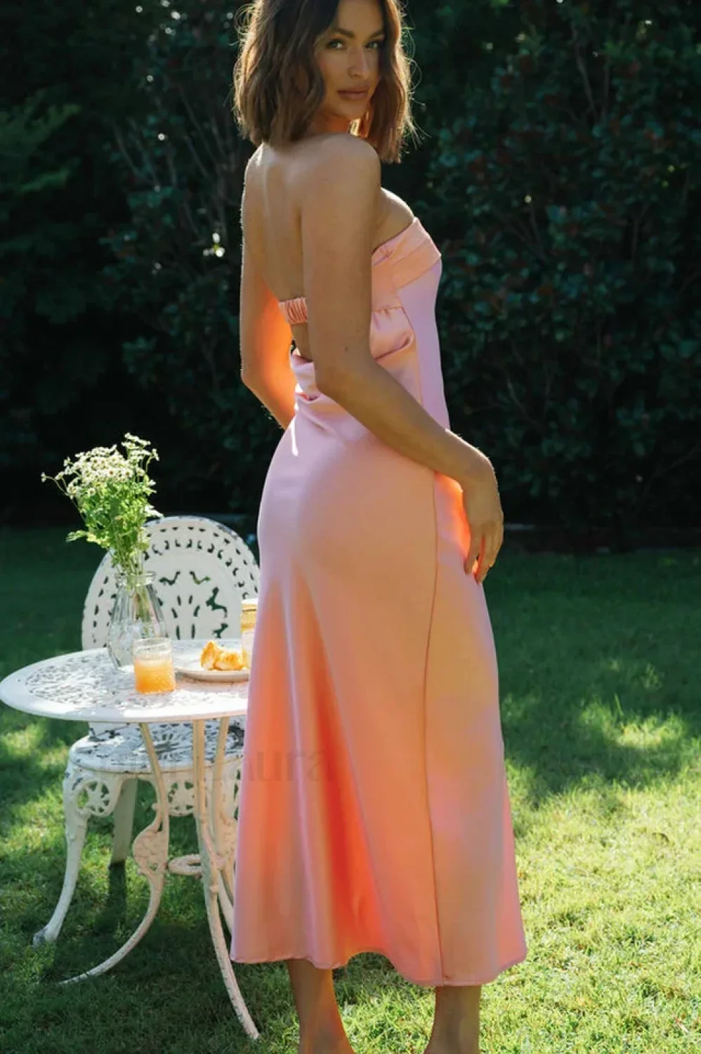 Half Open Back Charming Sleeveless Silky Dress - Image 30