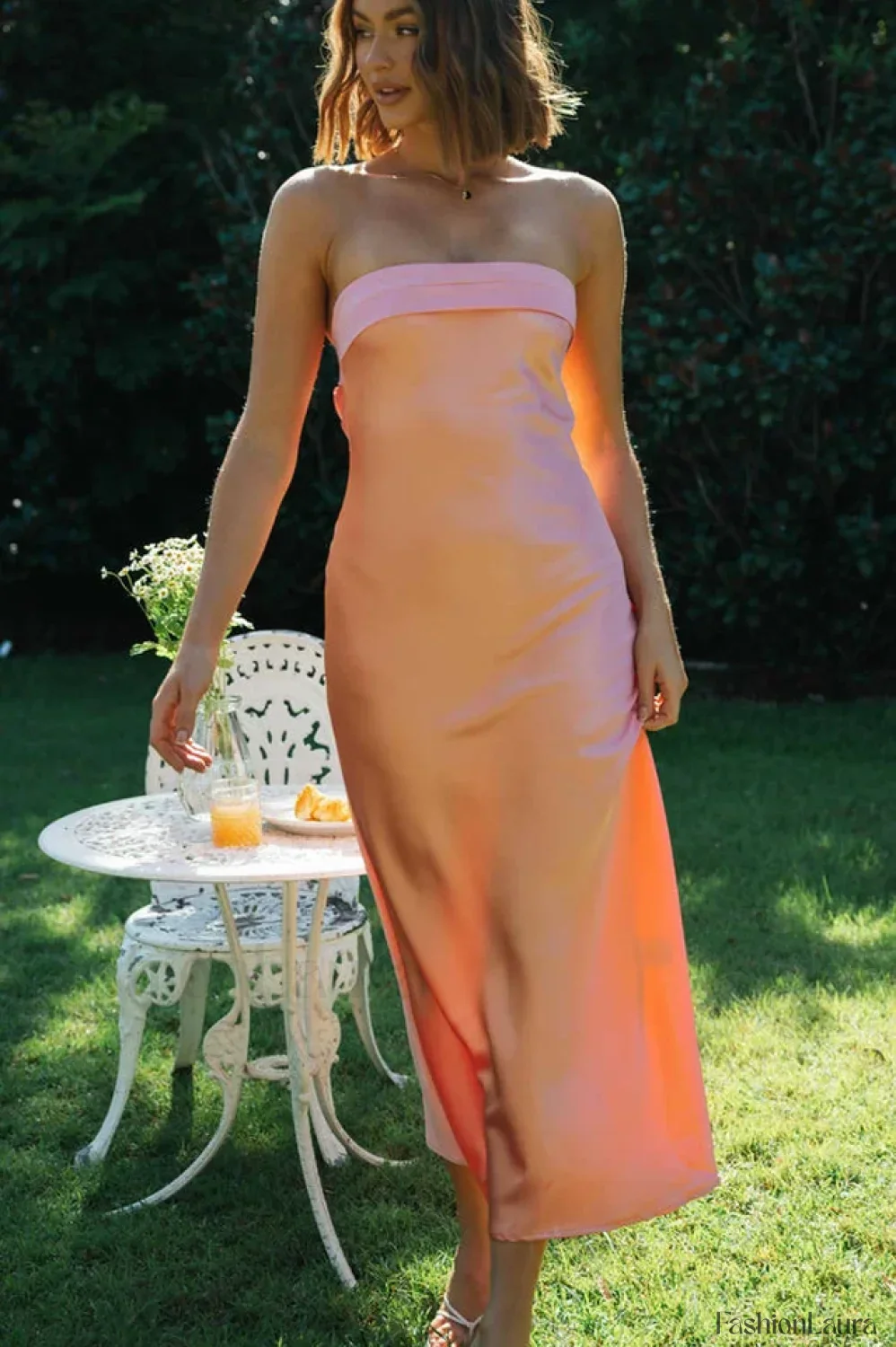 Half Open Back Charming Sleeveless Silky Dress - Image 68