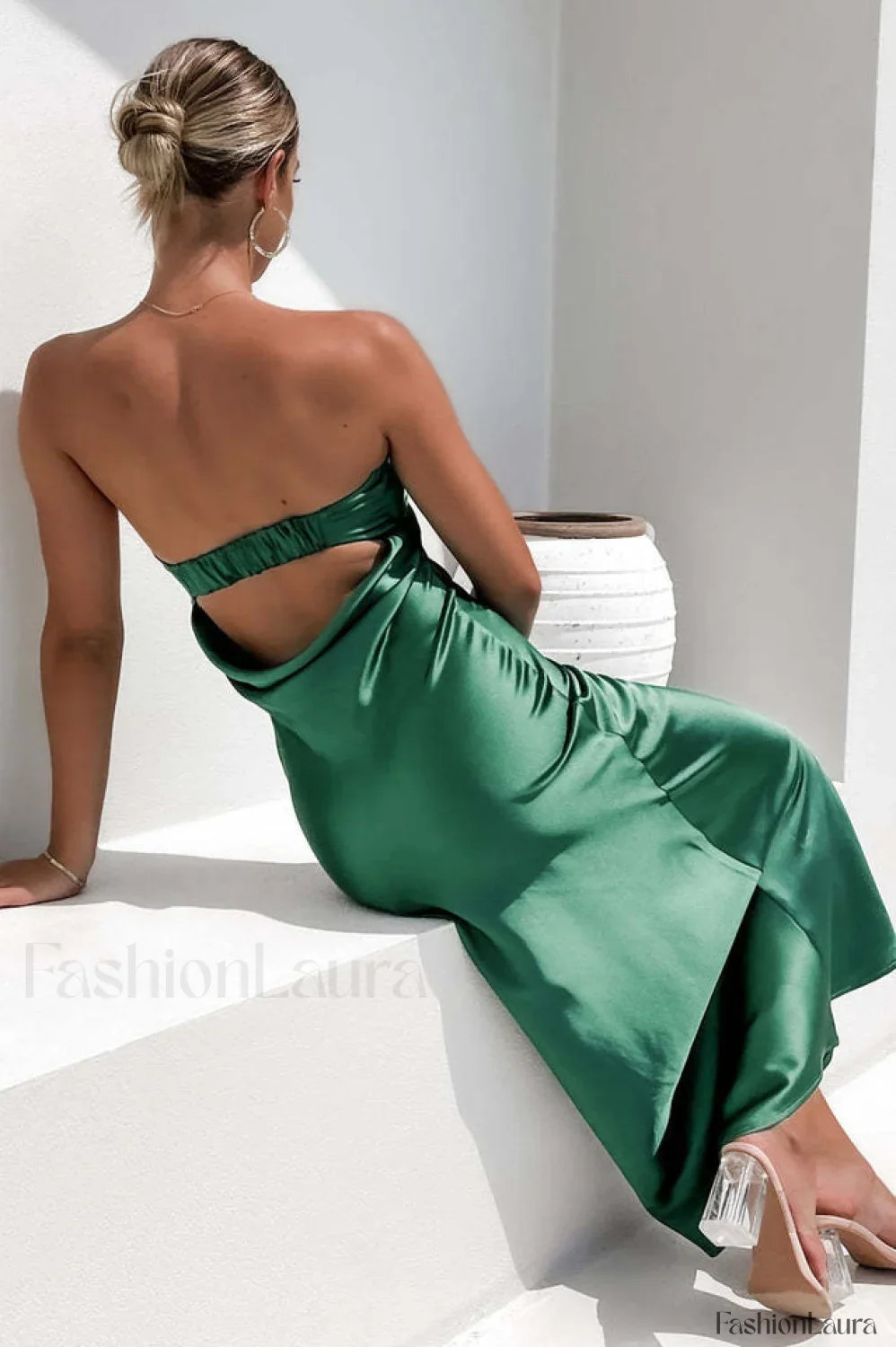 Half Open Back Charming Sleeveless Silky Dress - Image 78