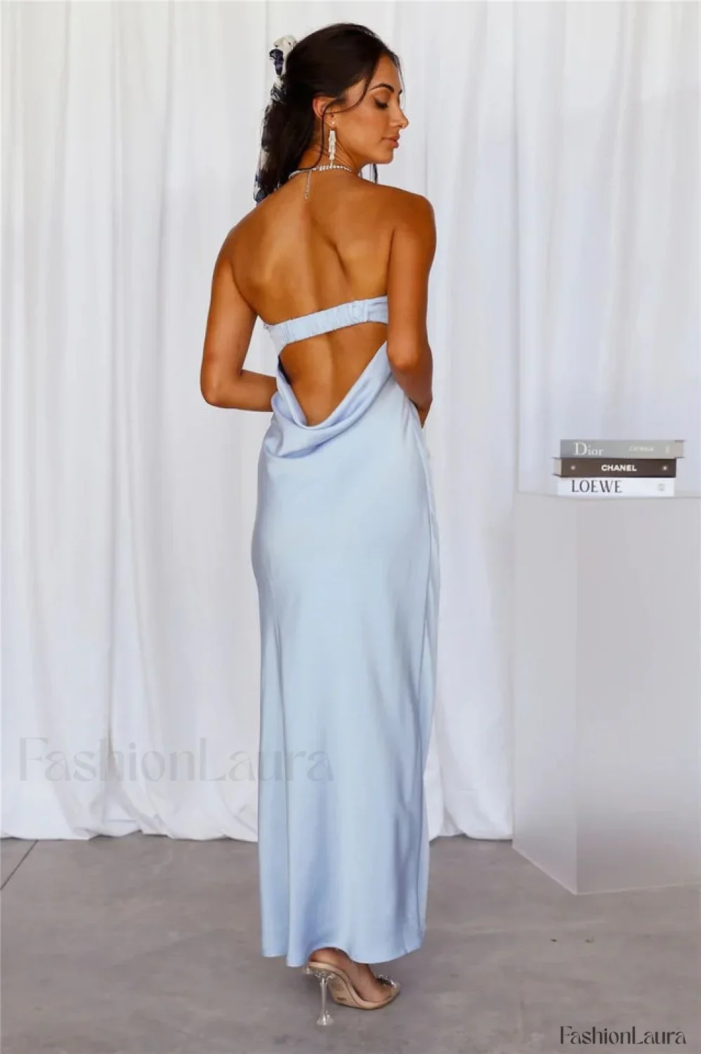 Half Open Back Charming Sleeveless Silky Dress - Image 84