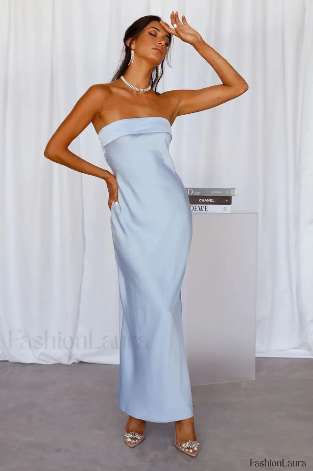 Half Open Back Charming Sleeveless Silky Dress - Image 85