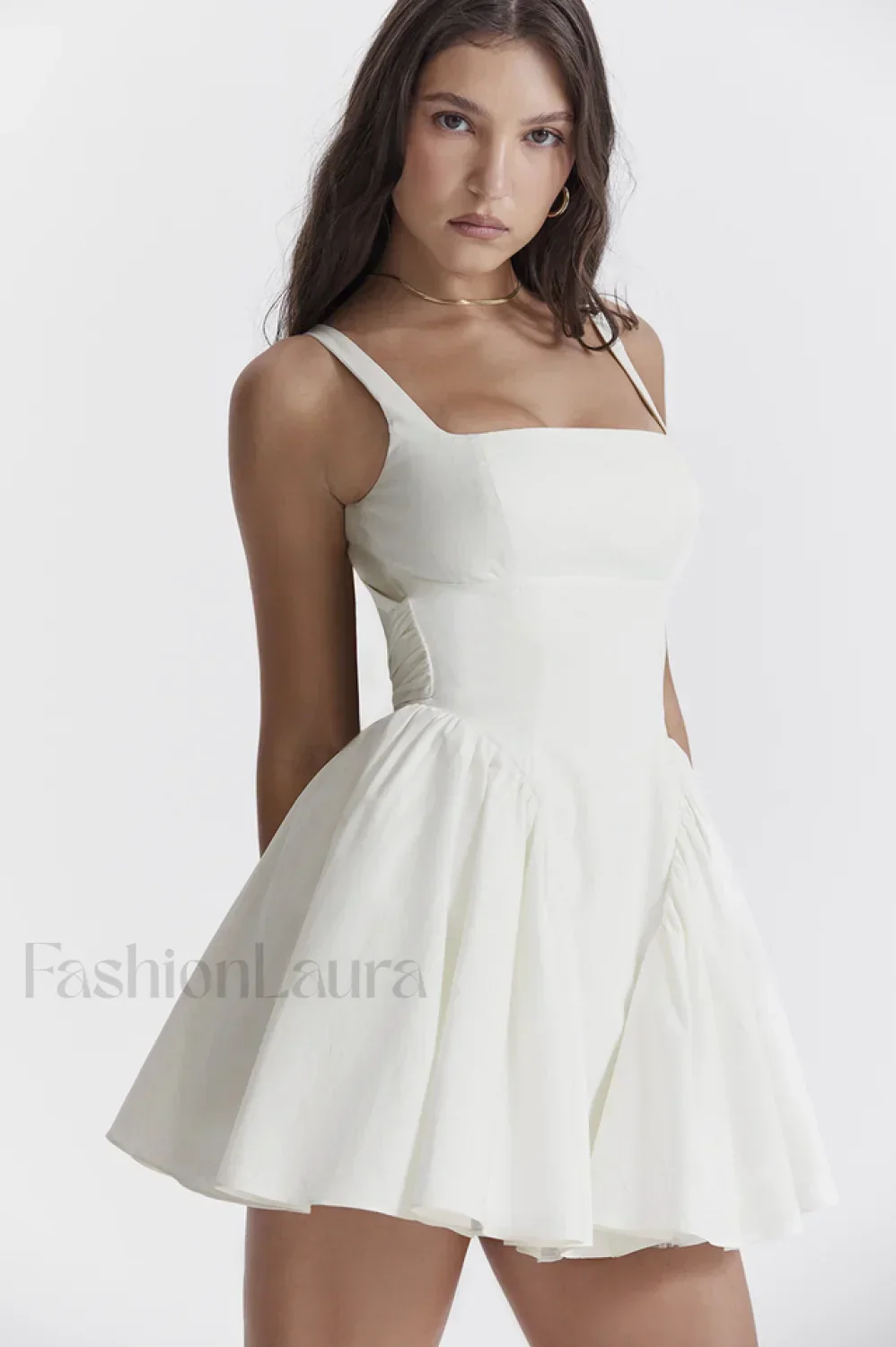 Florianne Ivory Stylish Bow Mini Dress - Image 3