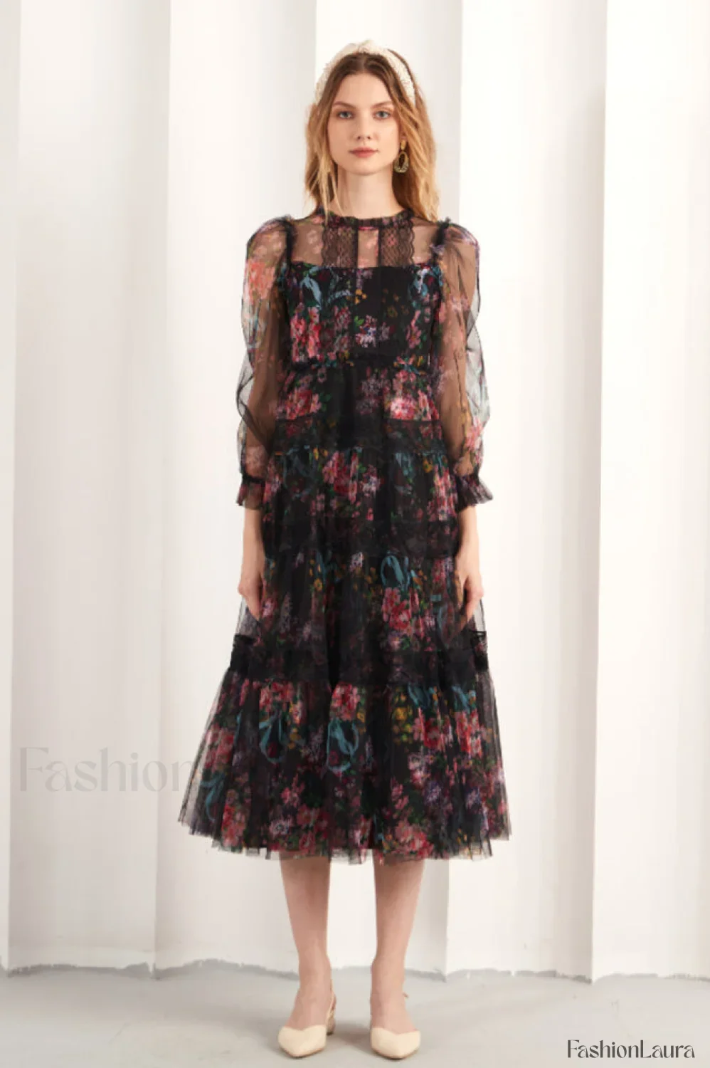 Floral Wonder Stylish Midi Dress - Image 17