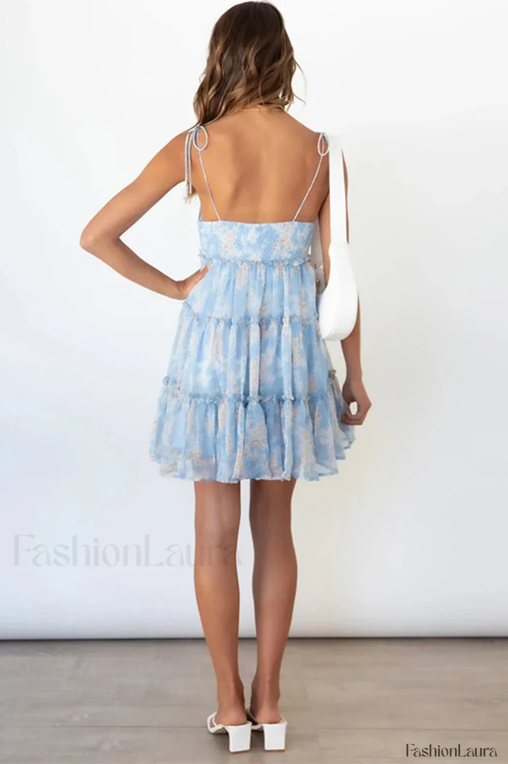 Floral Ruffled Stylish Mini Dress - Image 26