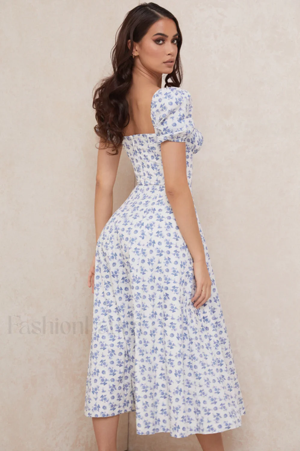 Floral Puff Sleeve Charming Boho Midi Dress - Image 4