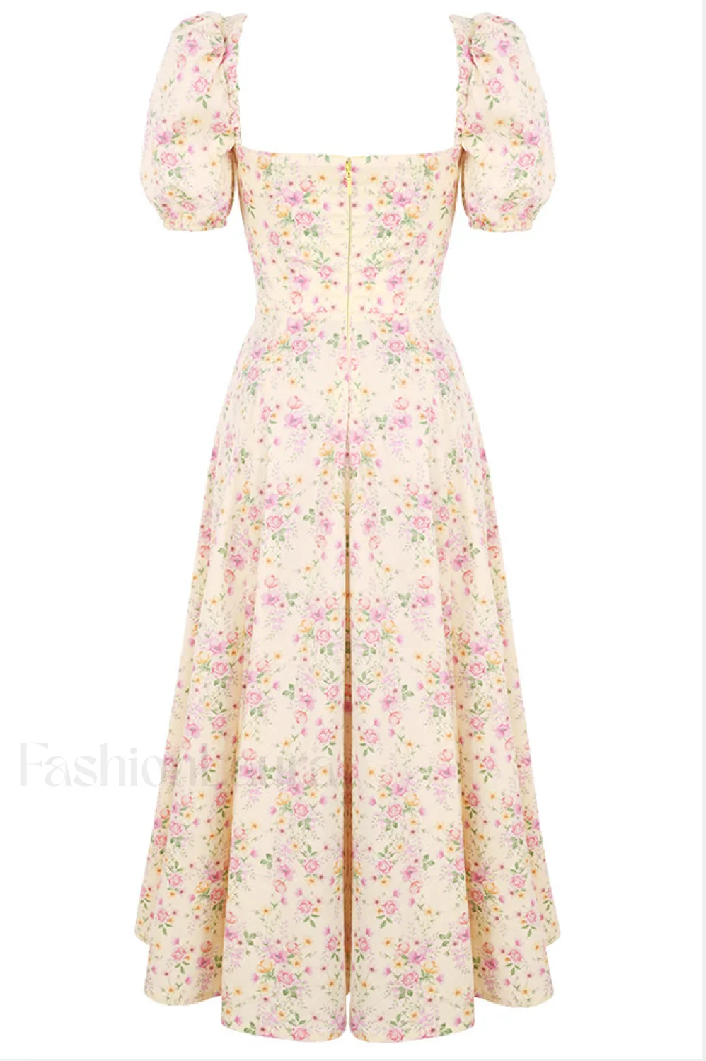 Floral Puff Sleeve Charming Boho Midi Dress - Image 10