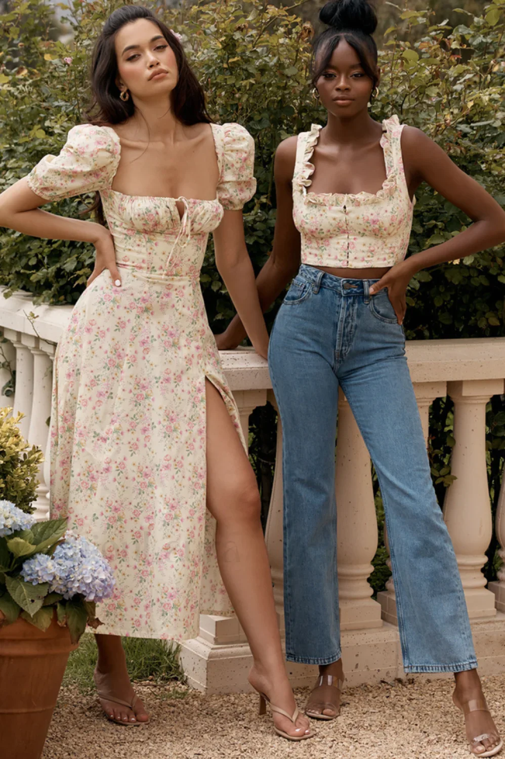 Floral Puff Sleeve Charming Boho Midi Dress - Image 15