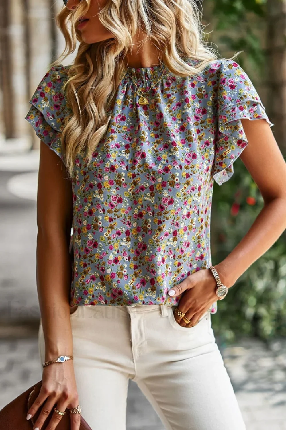 Floral Flutter Stylish Sleeve Top - Image 10