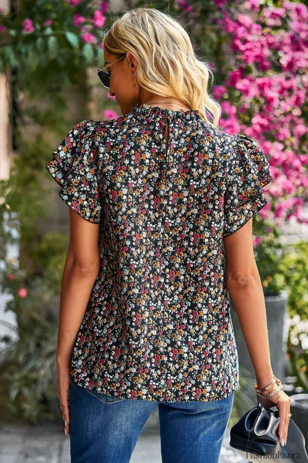 Floral Flutter Stylish Sleeve Top - Image 36