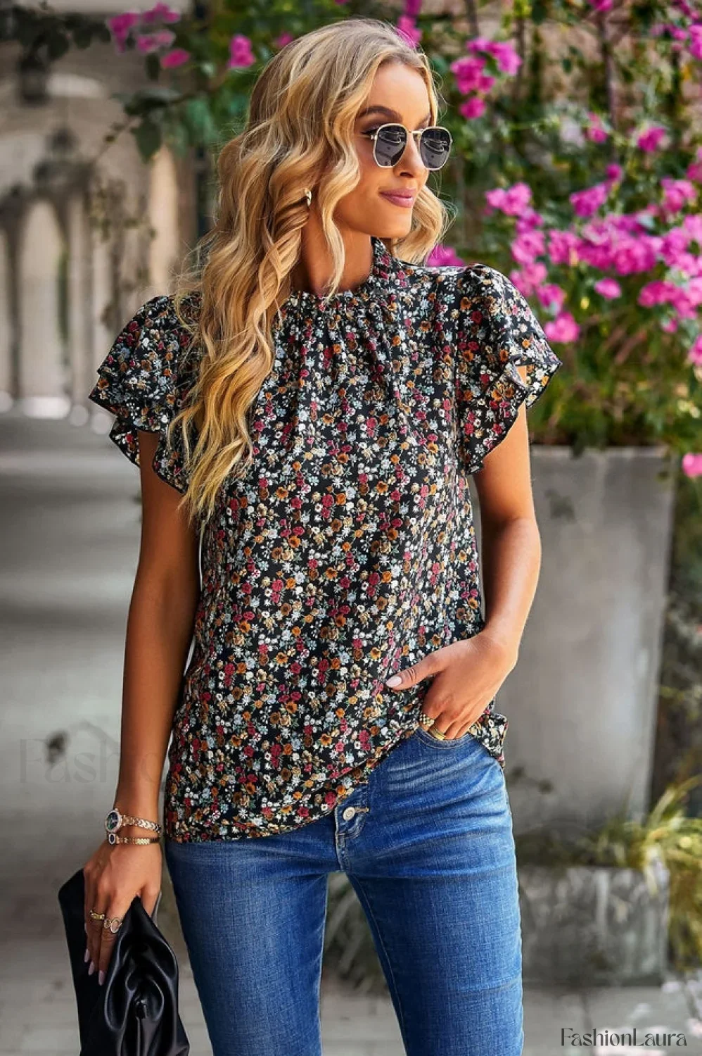 Floral Flutter Stylish Sleeve Top - Image 38