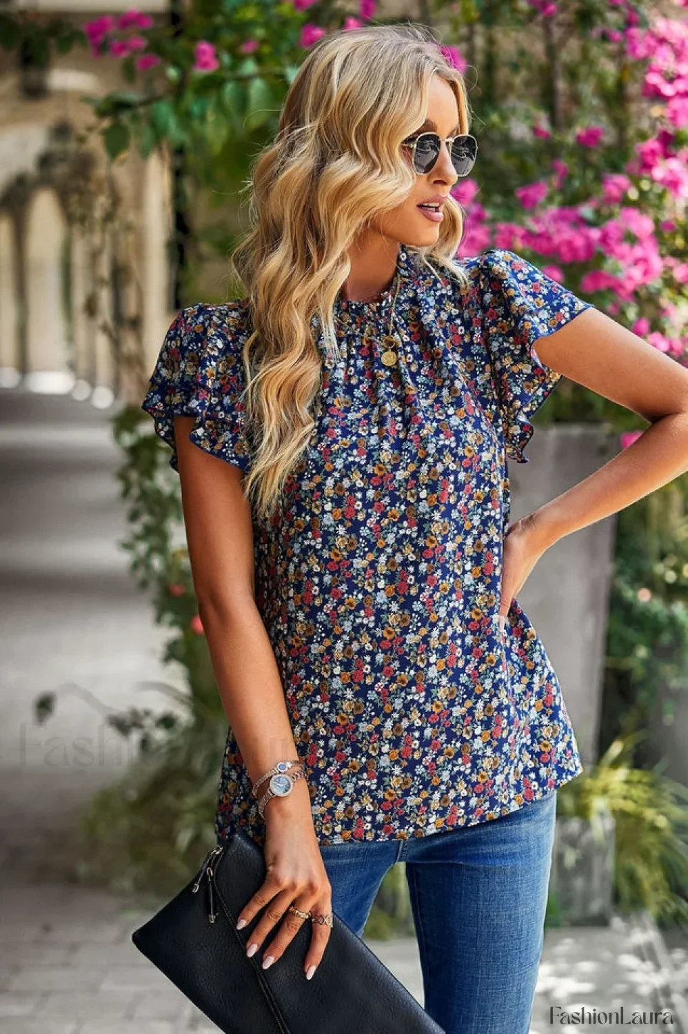 Floral Flutter Stylish Sleeve Top - Image 40