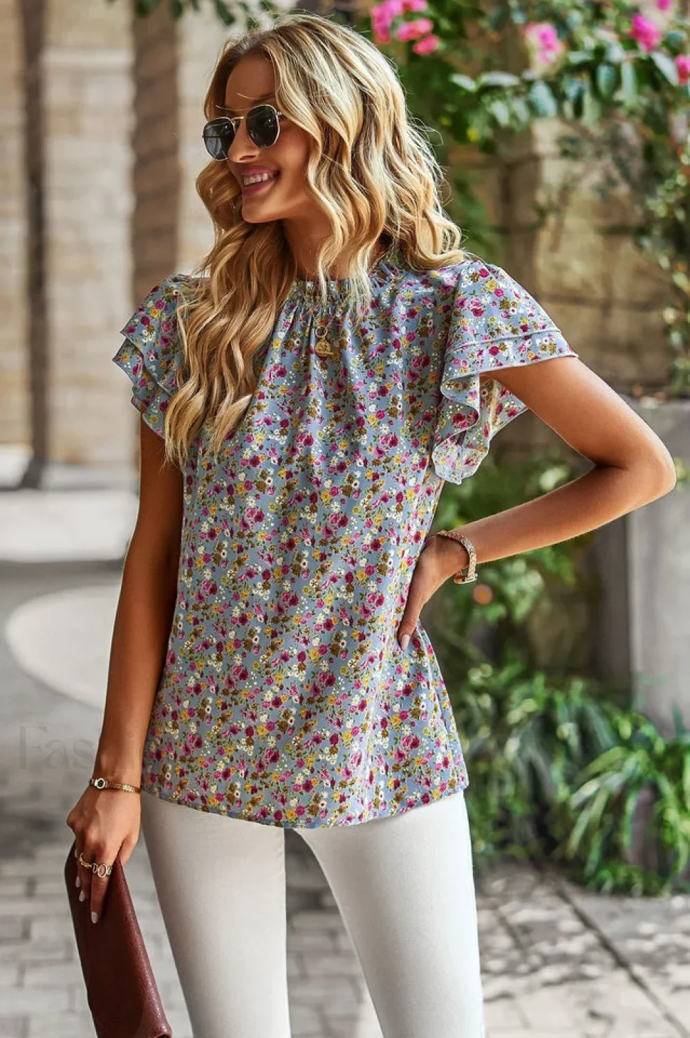 Floral Flutter Stylish Sleeve Top - Image 8