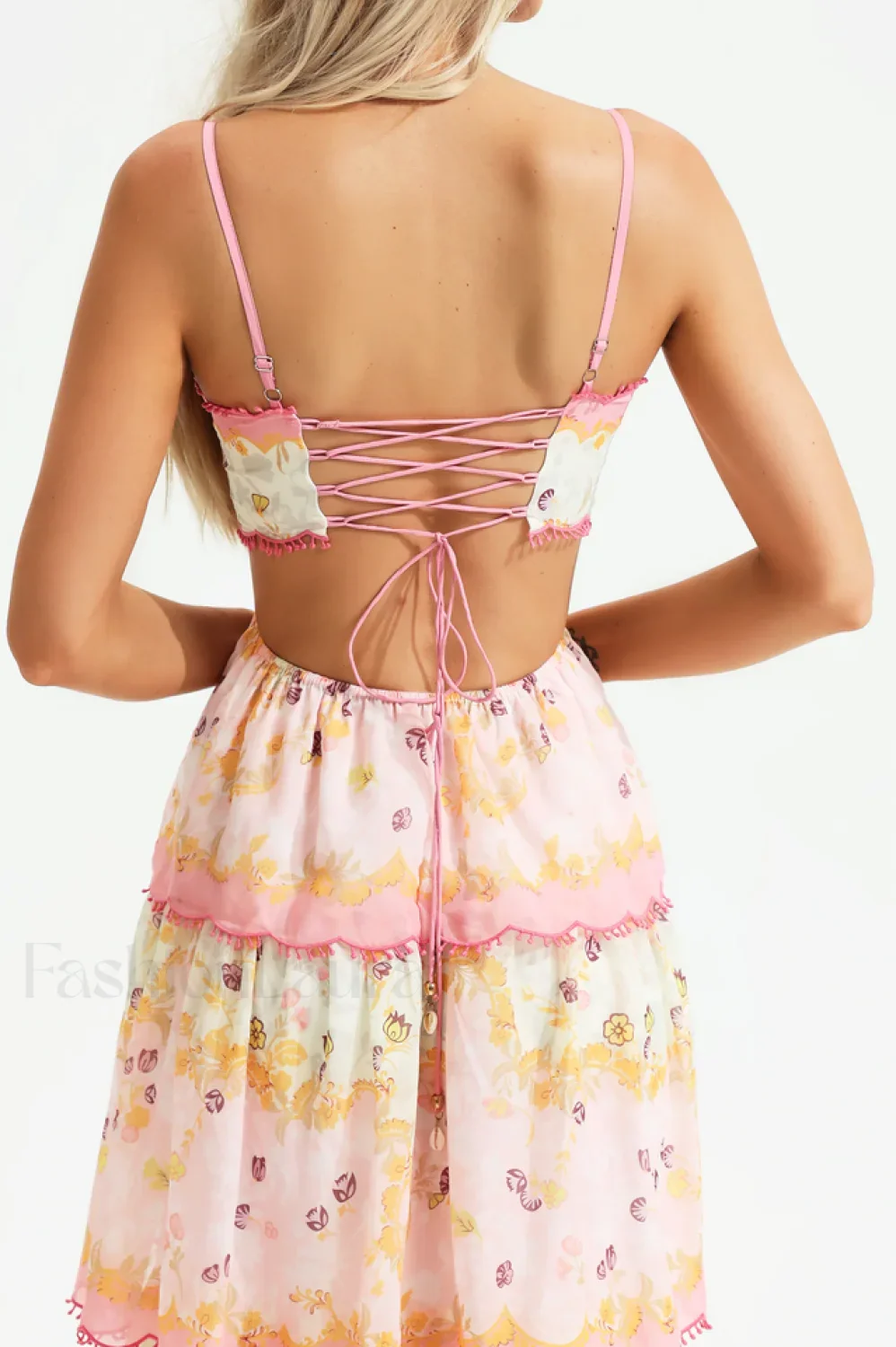 Floral Cami Tiered Charming Ruffle Hem Dress - Image 9