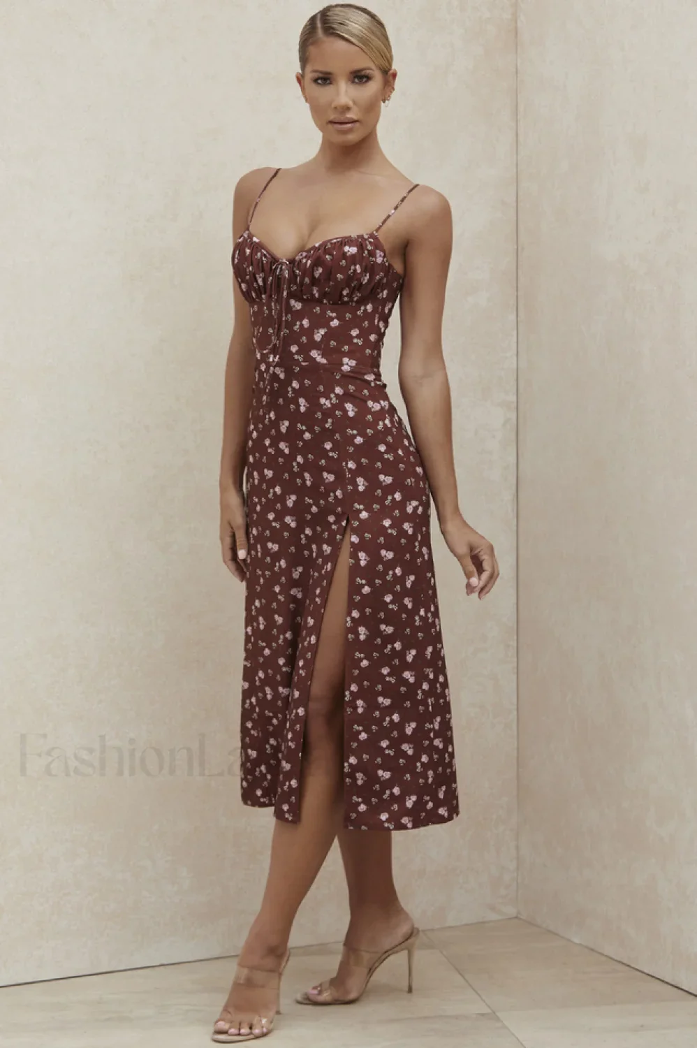 Floral Bustier Stylish Midi Dress - Image 19
