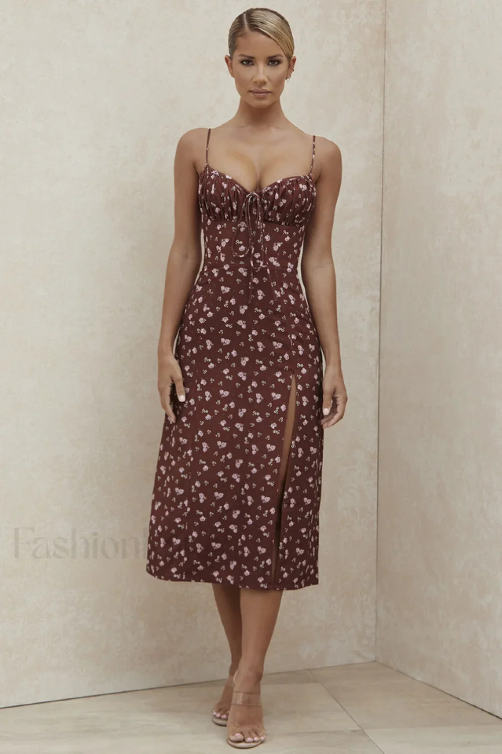 Floral Bustier Stylish Midi Dress - Image 21
