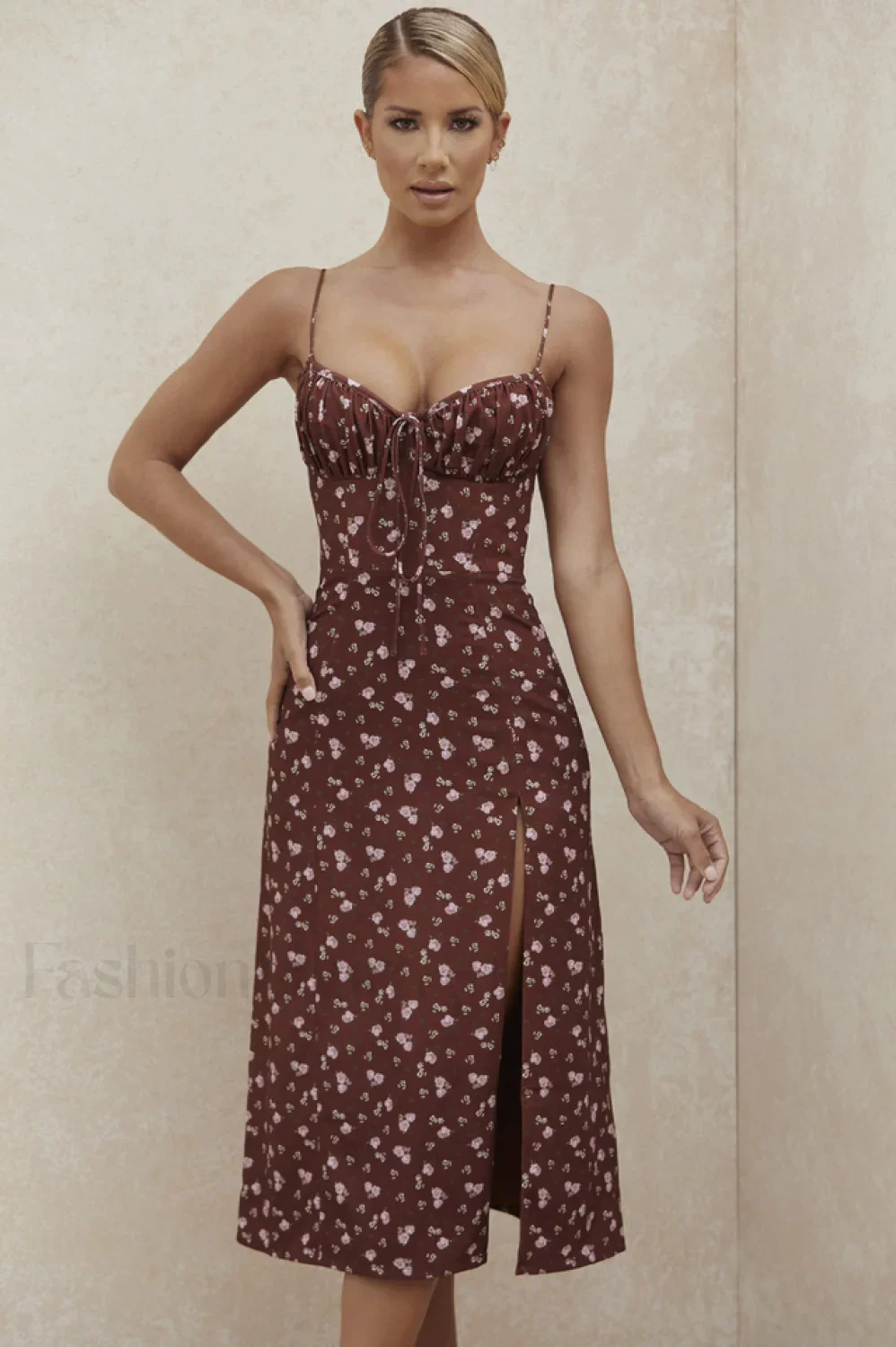 Floral Bustier Stylish Midi Dress - Image 22