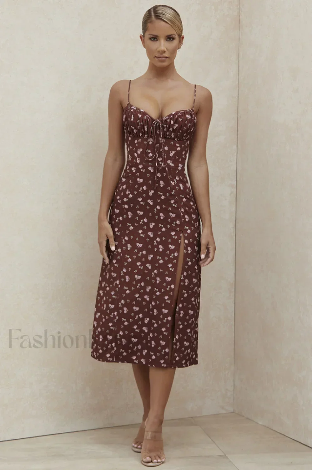 Floral Bustier Stylish Midi Dress - Image 4
