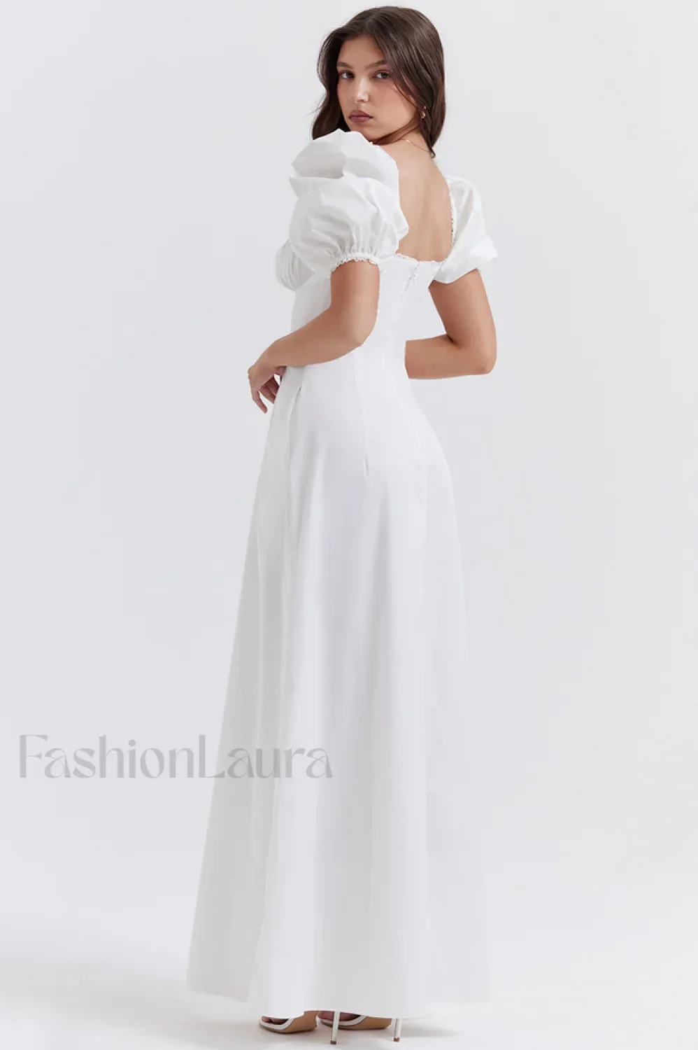 Felizia White Stylish Puff Sleeve Sundress - Image 6