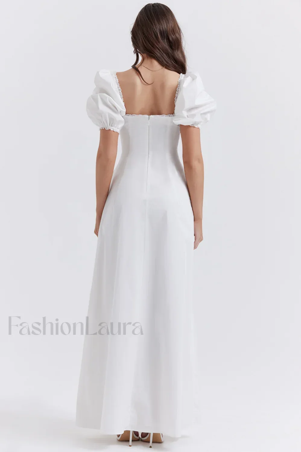 Felizia White Stylish Puff Sleeve Sundress - Image 7