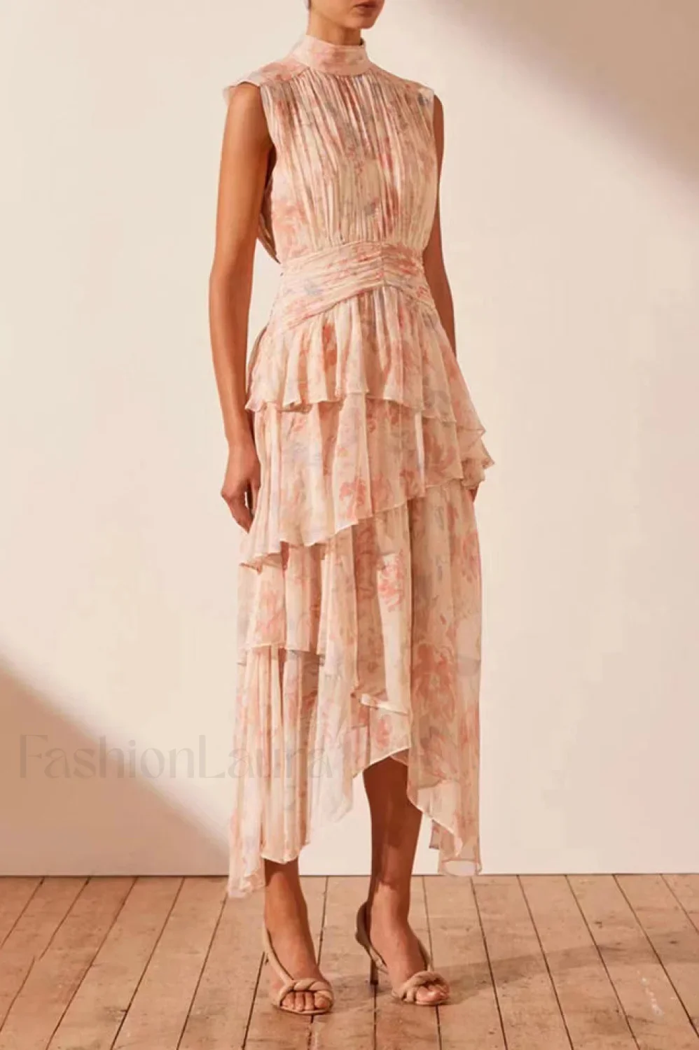 Faye Sleeveless Stylish Ruched Midi Dress - Image 15