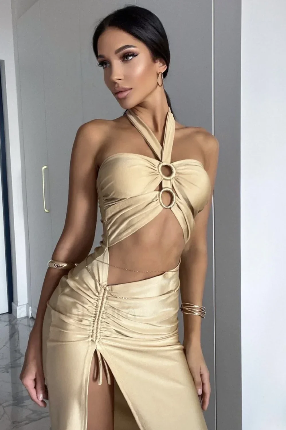 Exotic O-ring Cinched Charming Cut Out Dress - Image 18