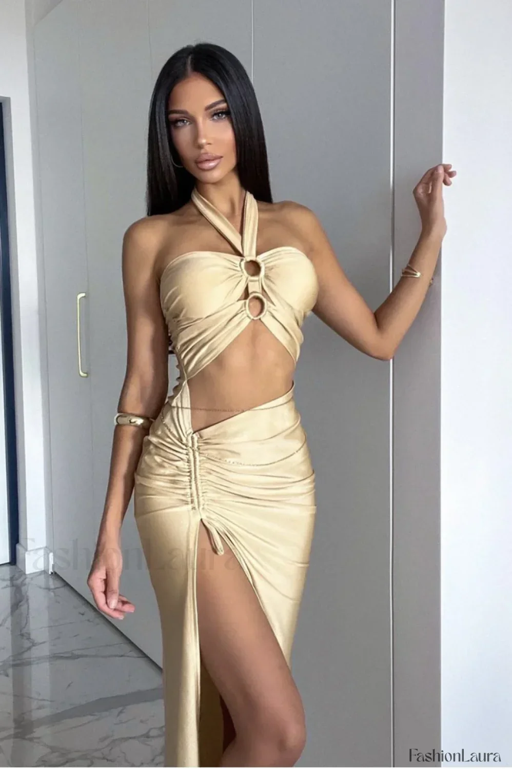Exotic O-ring Cinched Charming Cut Out Dress - Image 33