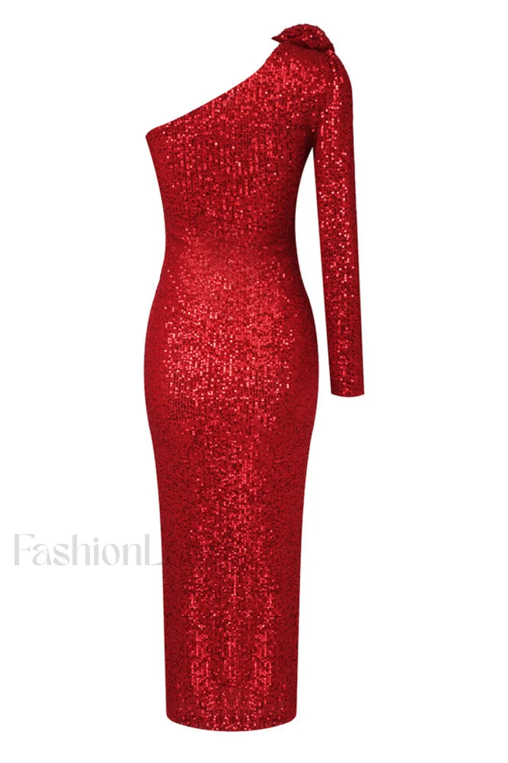 Ethel Sequins One Charming Shoulder Midi Dress - Image 5