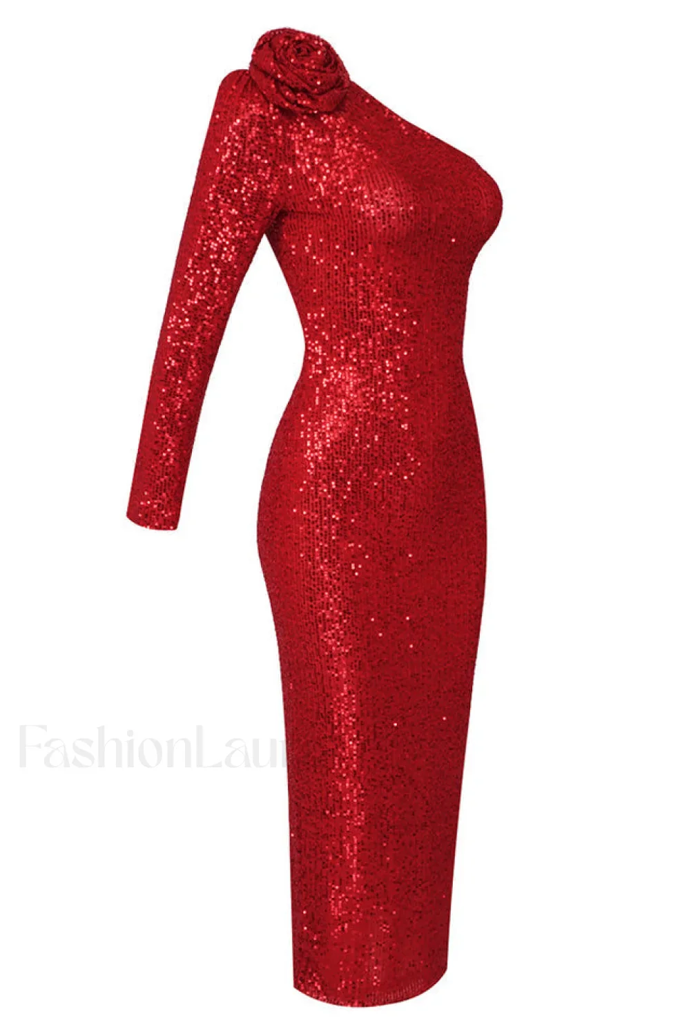 Ethel Sequins One Charming Shoulder Midi Dress - Image 9