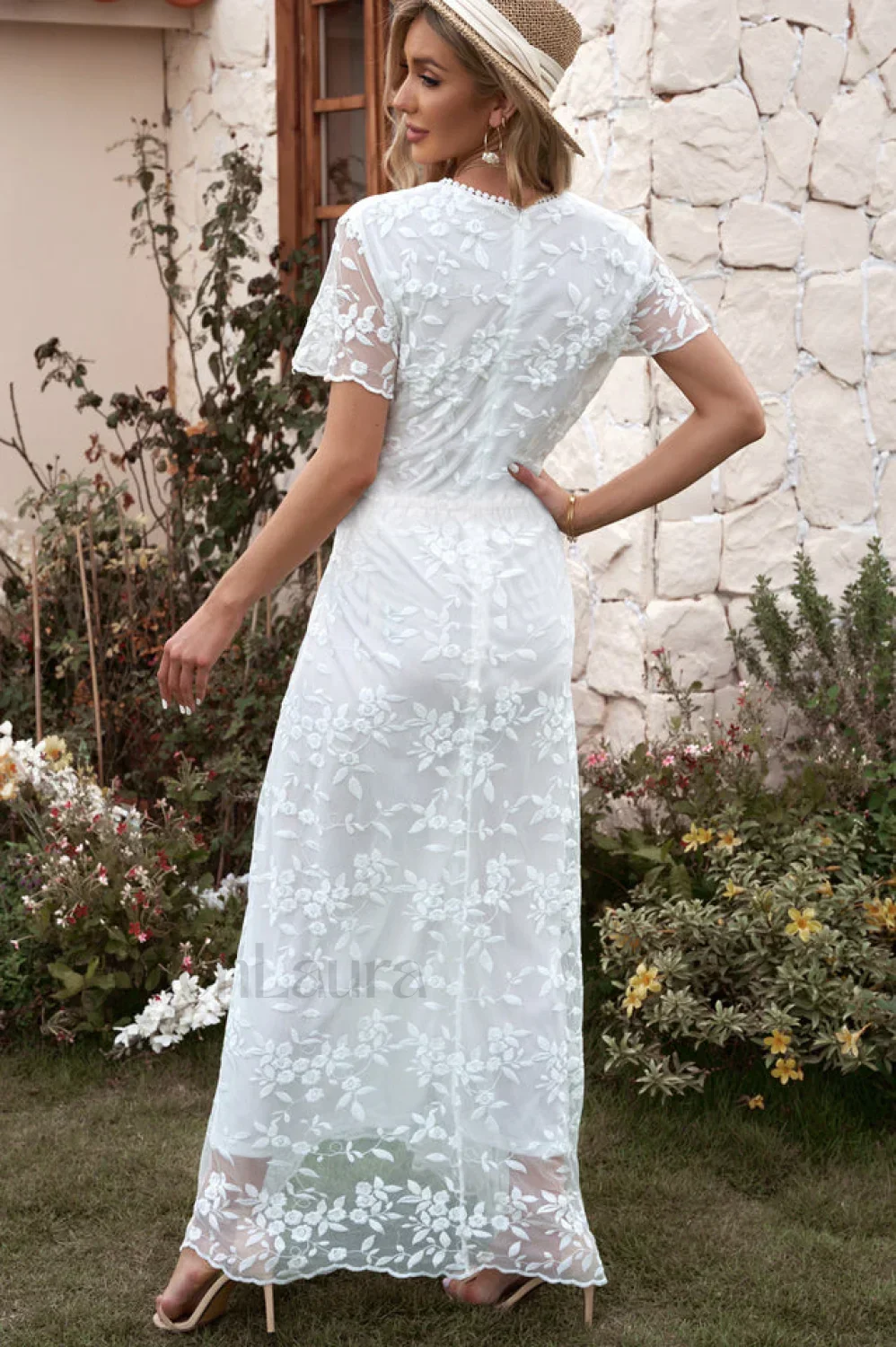 Emma Boho Floral Charming Lace Maxi Dress - Image 3