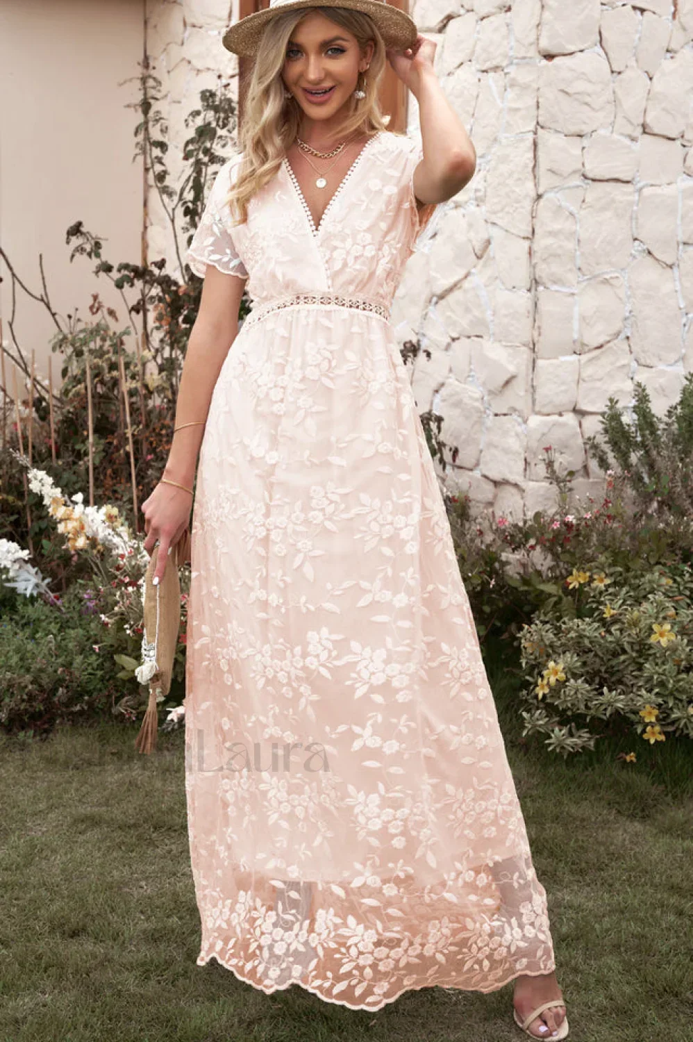 Emma Boho Floral Charming Lace Maxi Dress - Image 4