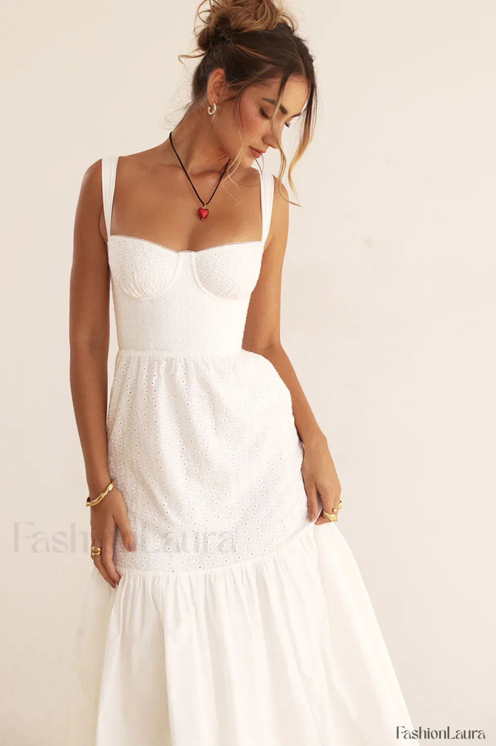 Elia White Broderie Charming Anglaise Midi Dress - Image 14