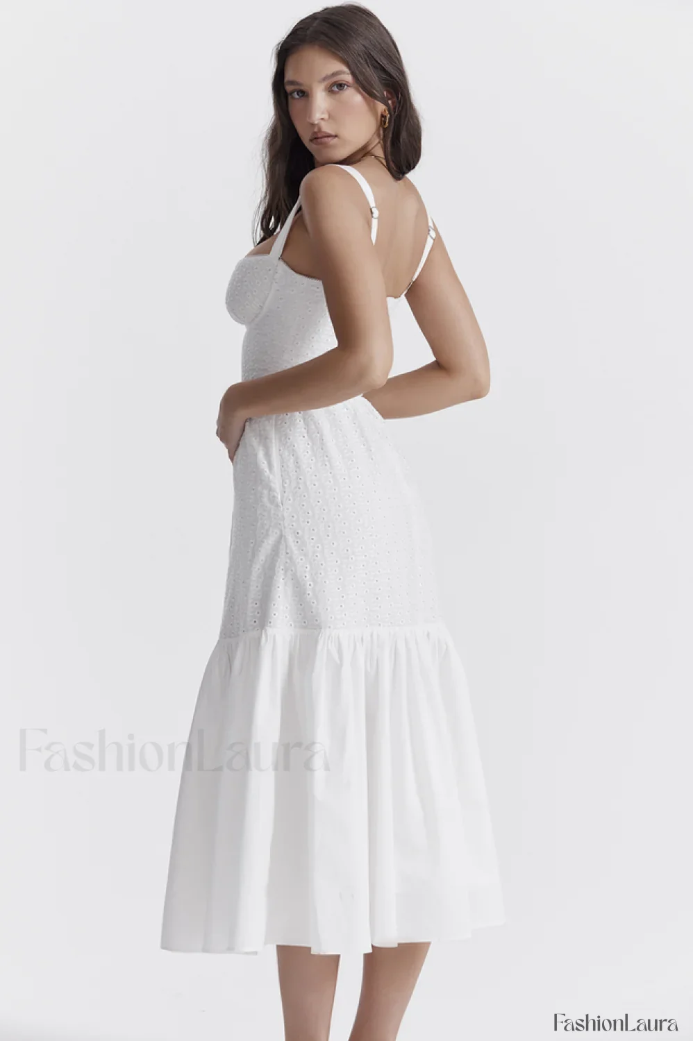 Elia White Broderie Charming Anglaise Midi Dress - Image 19