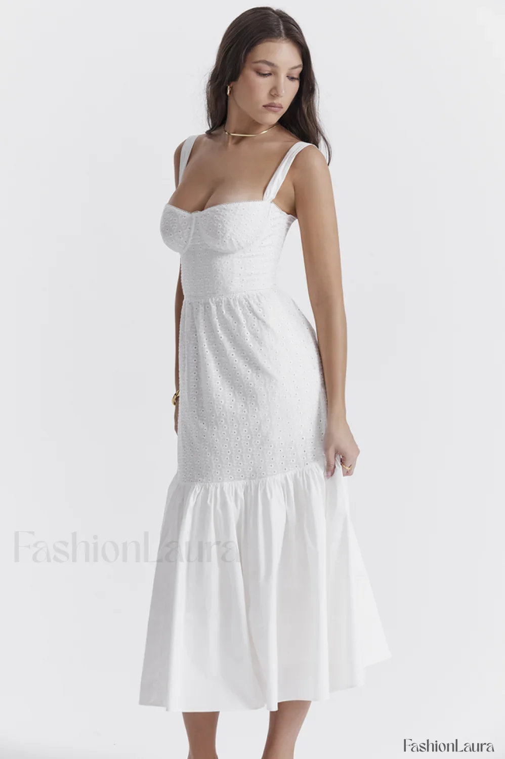 Elia White Broderie Charming Anglaise Midi Dress - Image 20