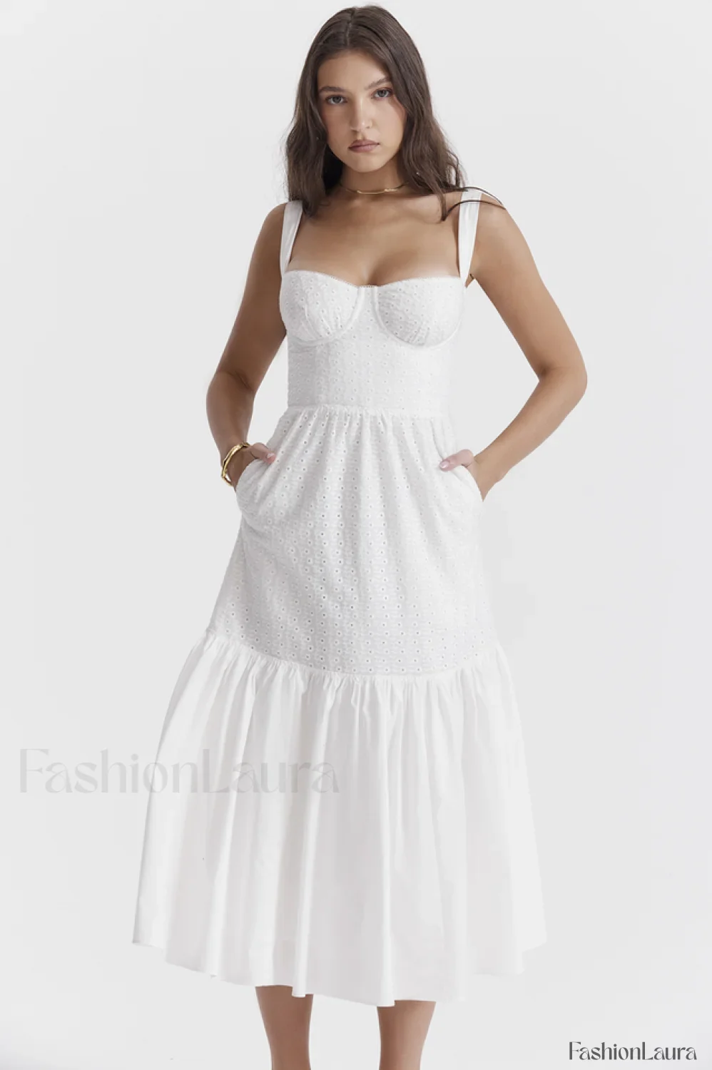 Elia White Broderie Charming Anglaise Midi Dress - Image 22