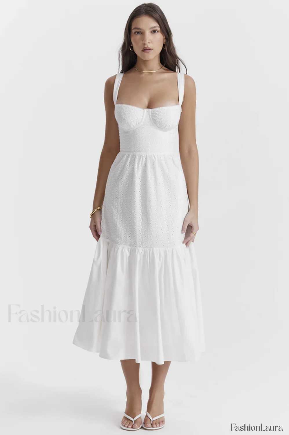 Elia White Broderie Charming Anglaise Midi Dress - Image 24