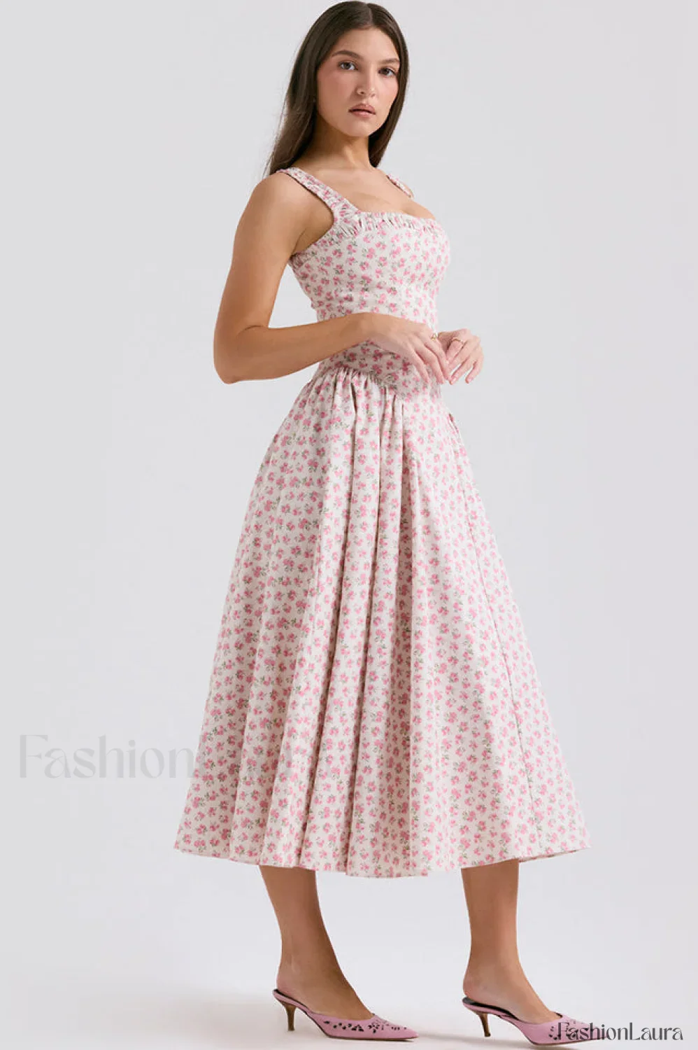 Dorothy White Stylish Rosebud Print Sundress - Image 22
