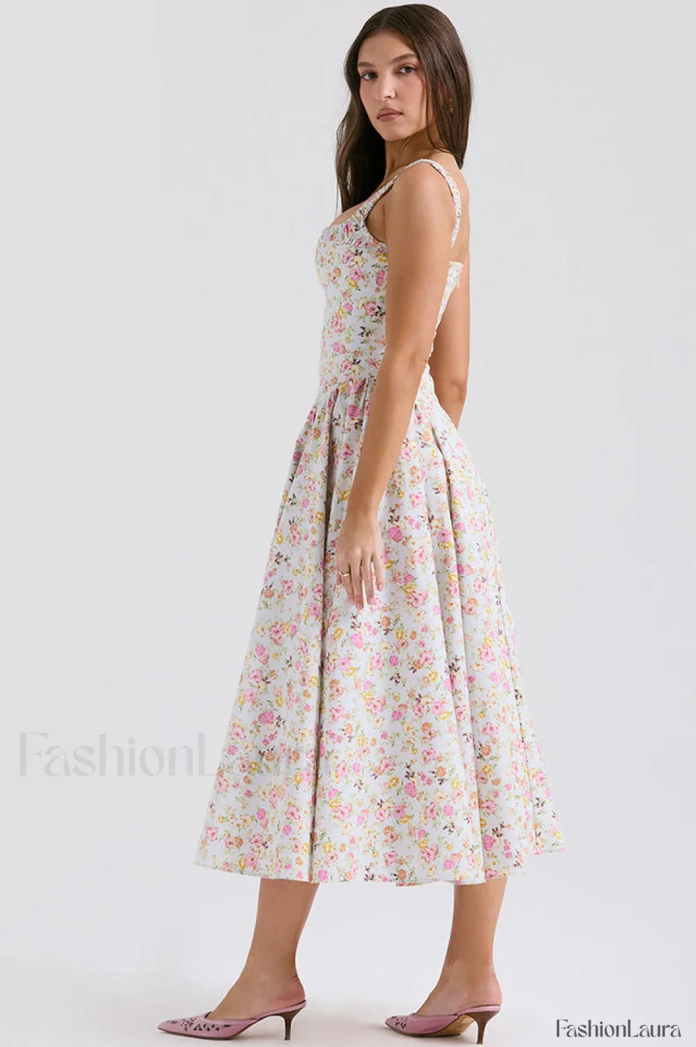 Dorothy White Stylish Rosebud Print Sundress - Image 26