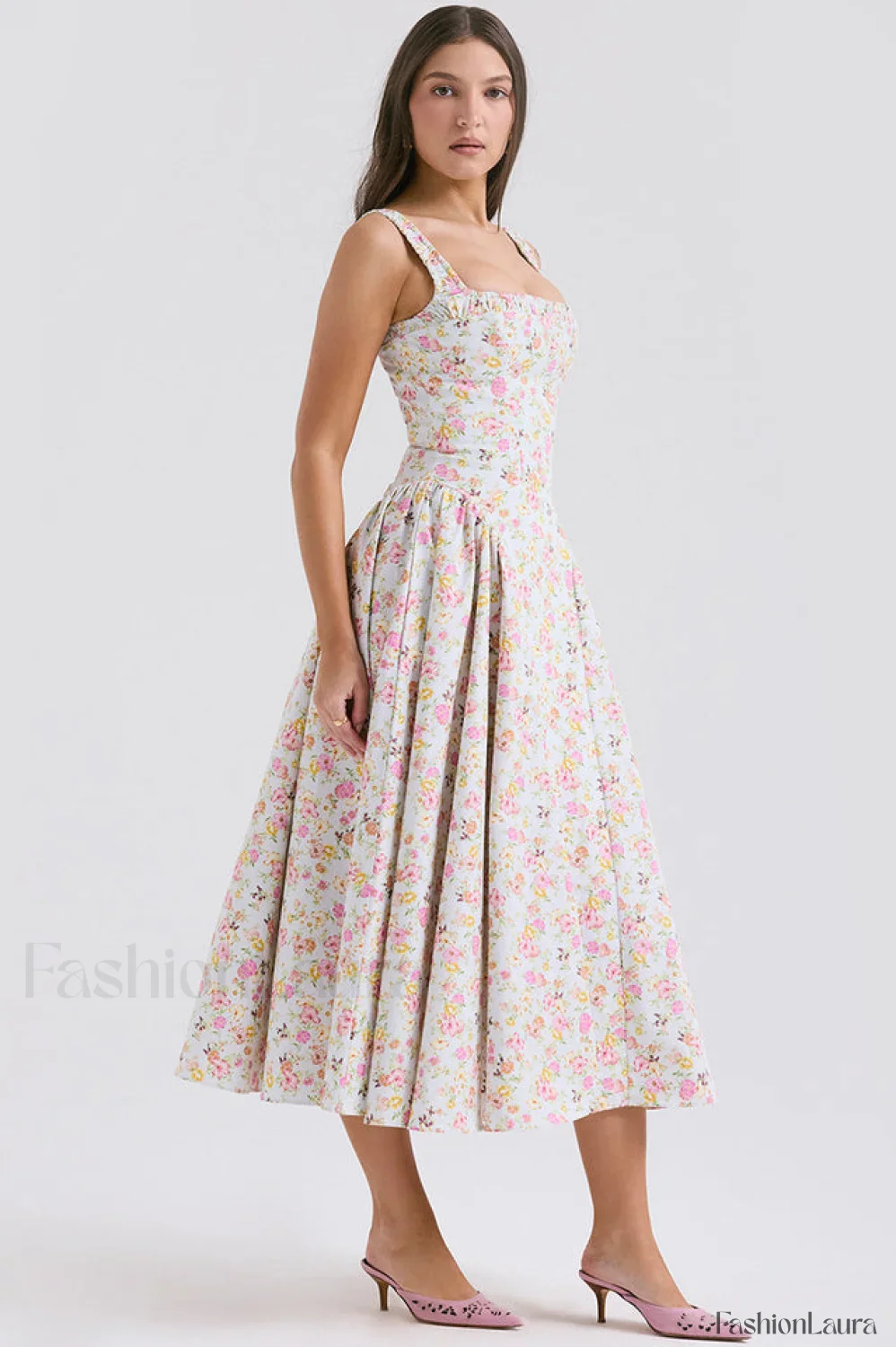 Dorothy White Stylish Rosebud Print Sundress - Image 27