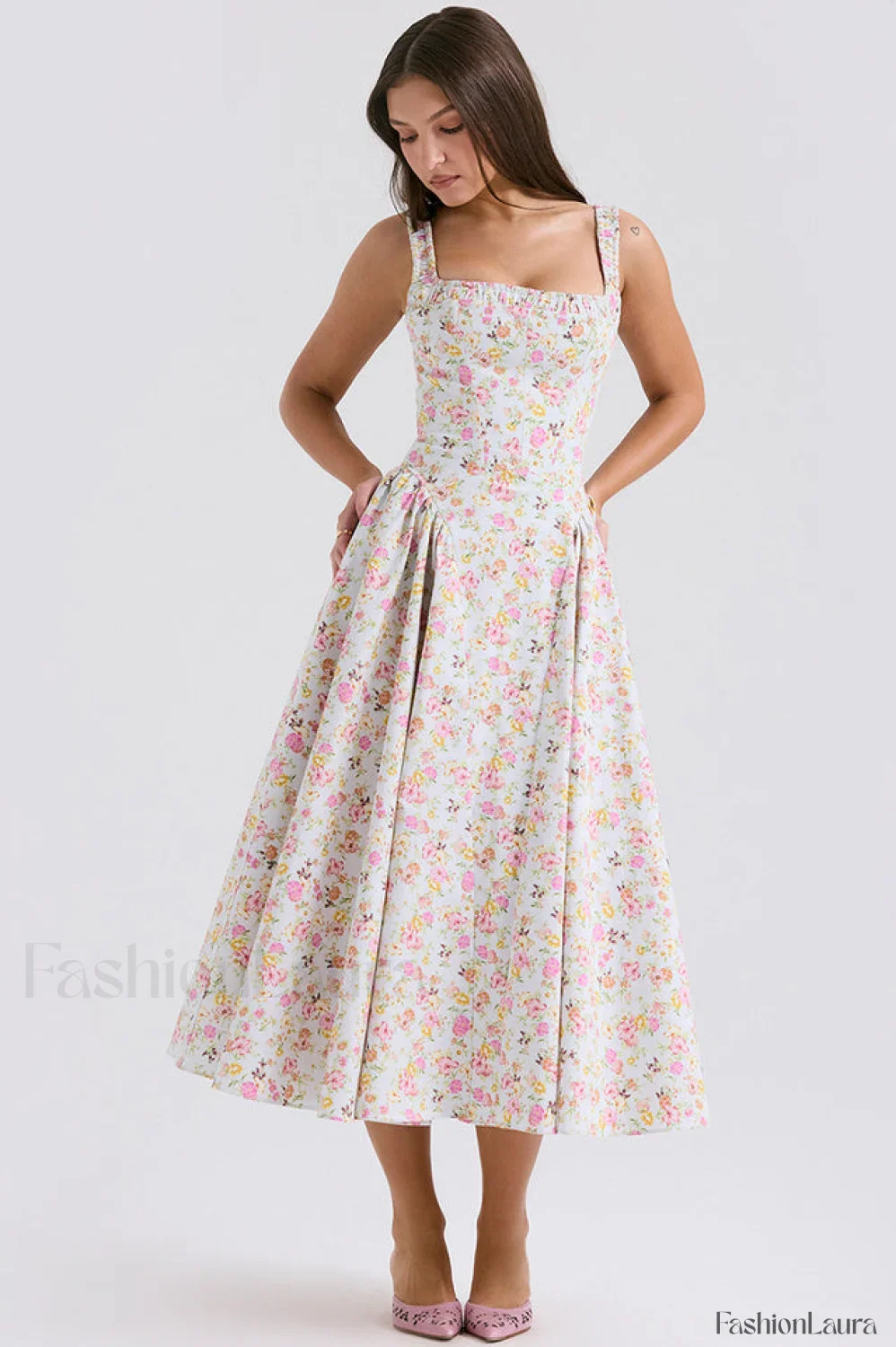 Dorothy White Stylish Rosebud Print Sundress - Image 29